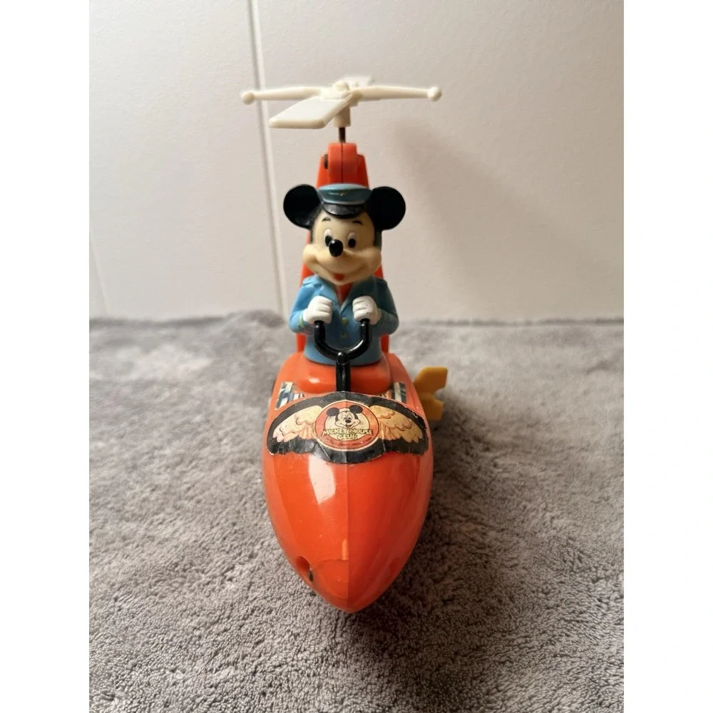 Vintage Durham Ind.  Disney Mickey Mouse Wind-Up Helicopter Toy WORKS Hong Kong